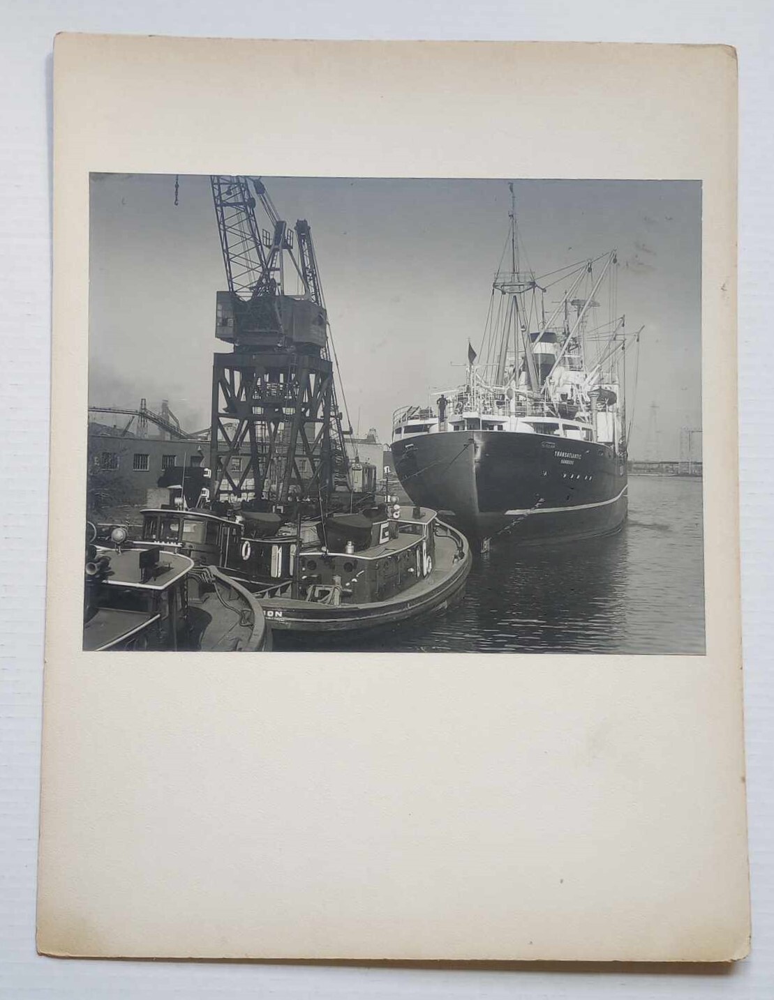Ship TRANSATLANTIC HAMBURG Rouge River Detroit Michigan 1950-1970s Photo Boats