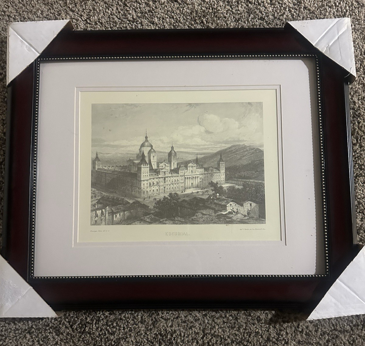 Vintage Spanish Architectural Escurial Beautiful Frame 17″ x 21″