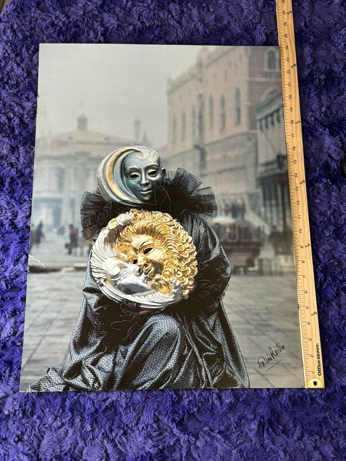 Italian Fulvio Roiter Photograph Print VENEZIA – Maschere di Carnevale 24”x17.5”