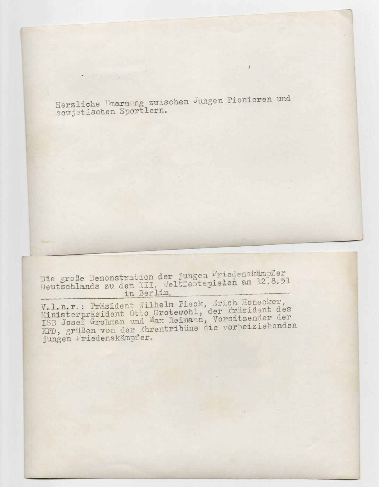 Photos GDR III World Festival 1951 press photos Pablo Neruda friendship