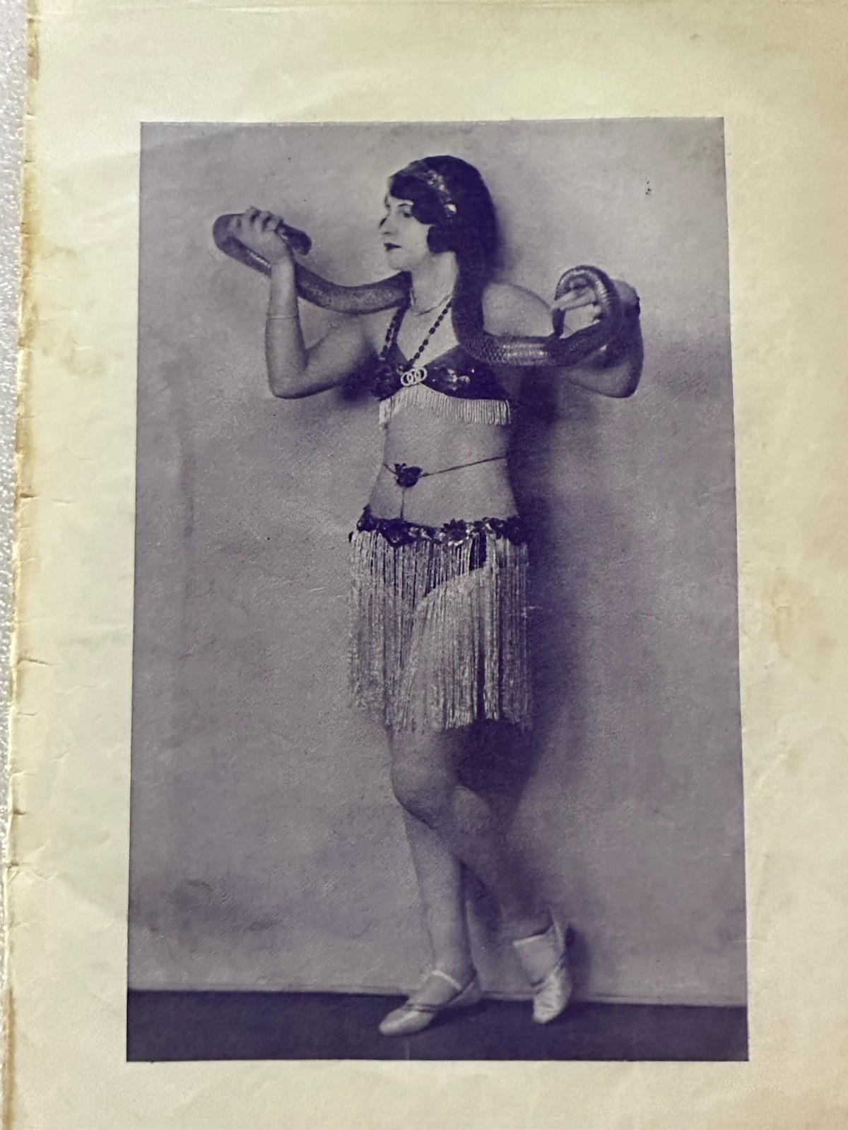 Antique Vintage Nude Glamour Snake Dancer Art Deco Double Page Print