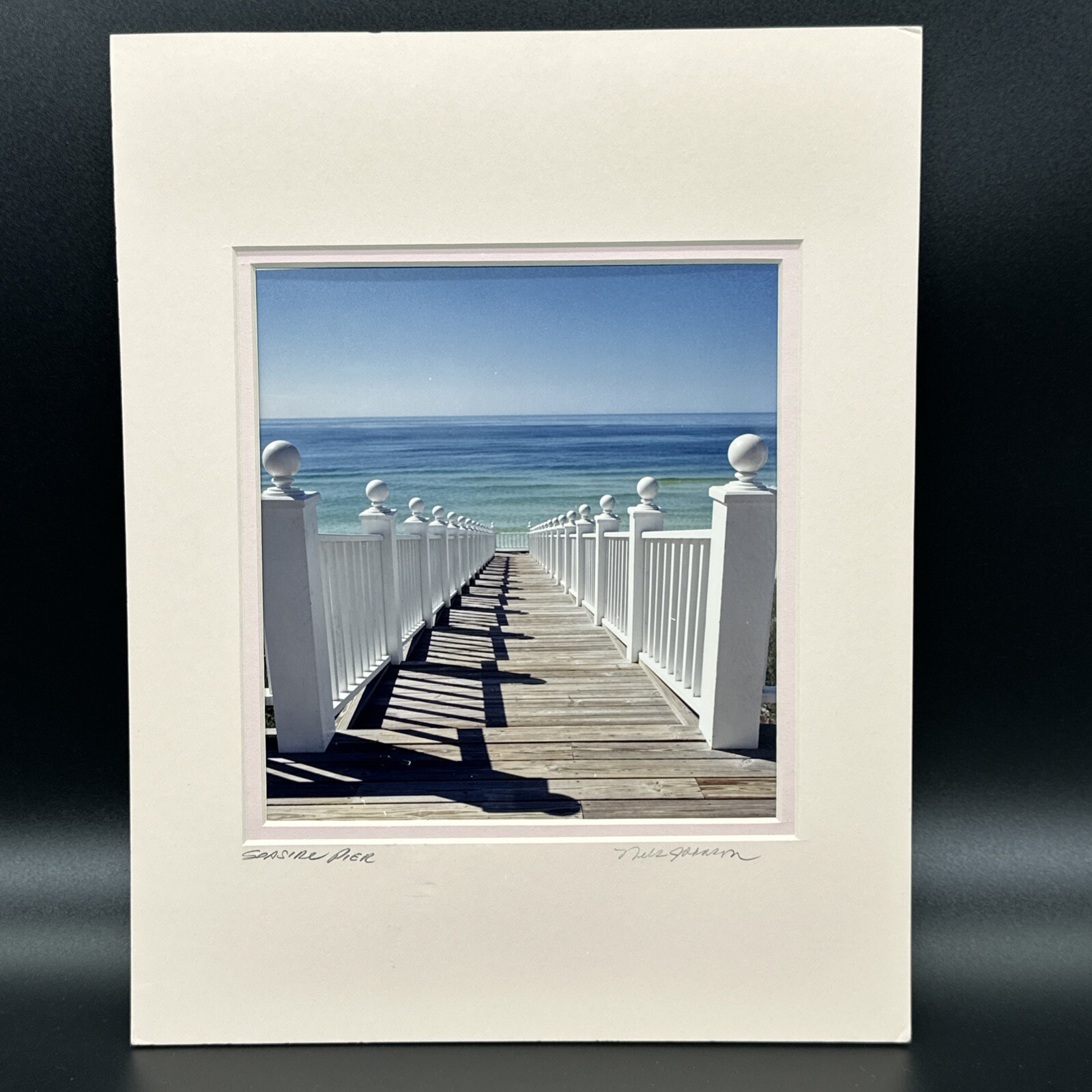 Original Signed Nels Johnson Seaside Pier Photograph – Vintage Coastal Art Print