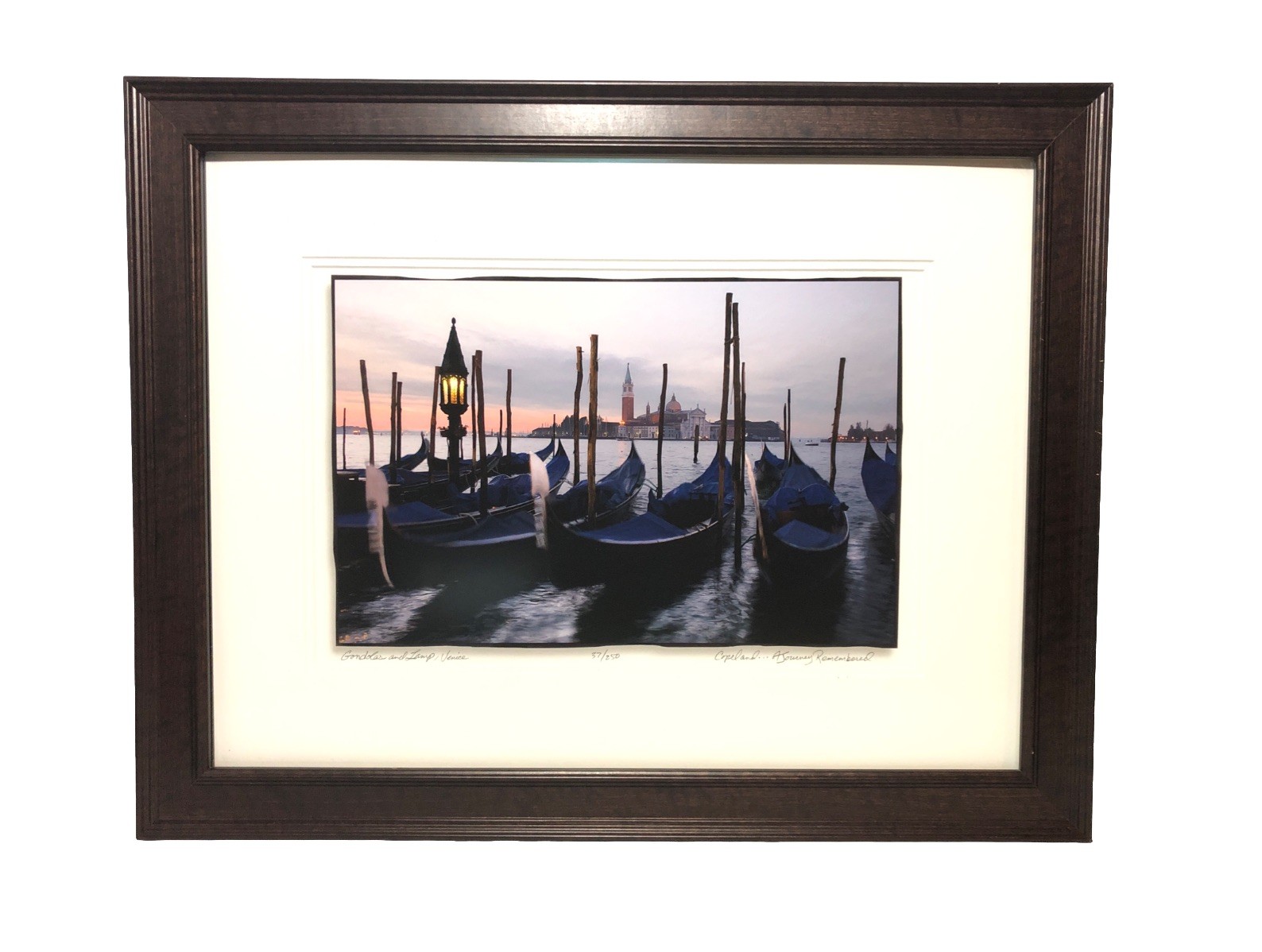 Venice Gondolas Photograph Print-Framed, Matted, Pencil Signed L.E. 27.5”x21.5”