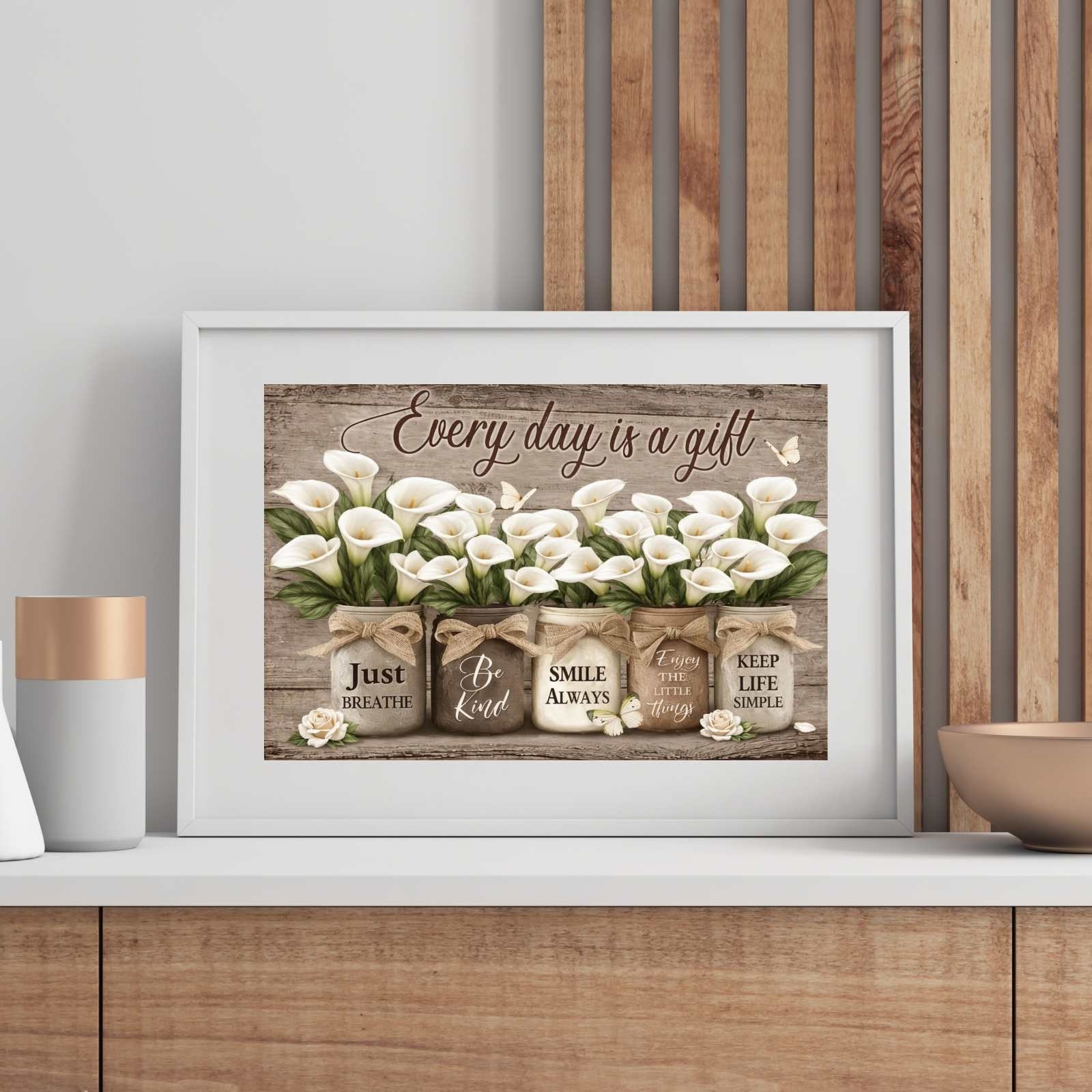 Rustic Calla Lily Wall Art Printable Farmhouse Quote Jar Minimalist Decor Gift