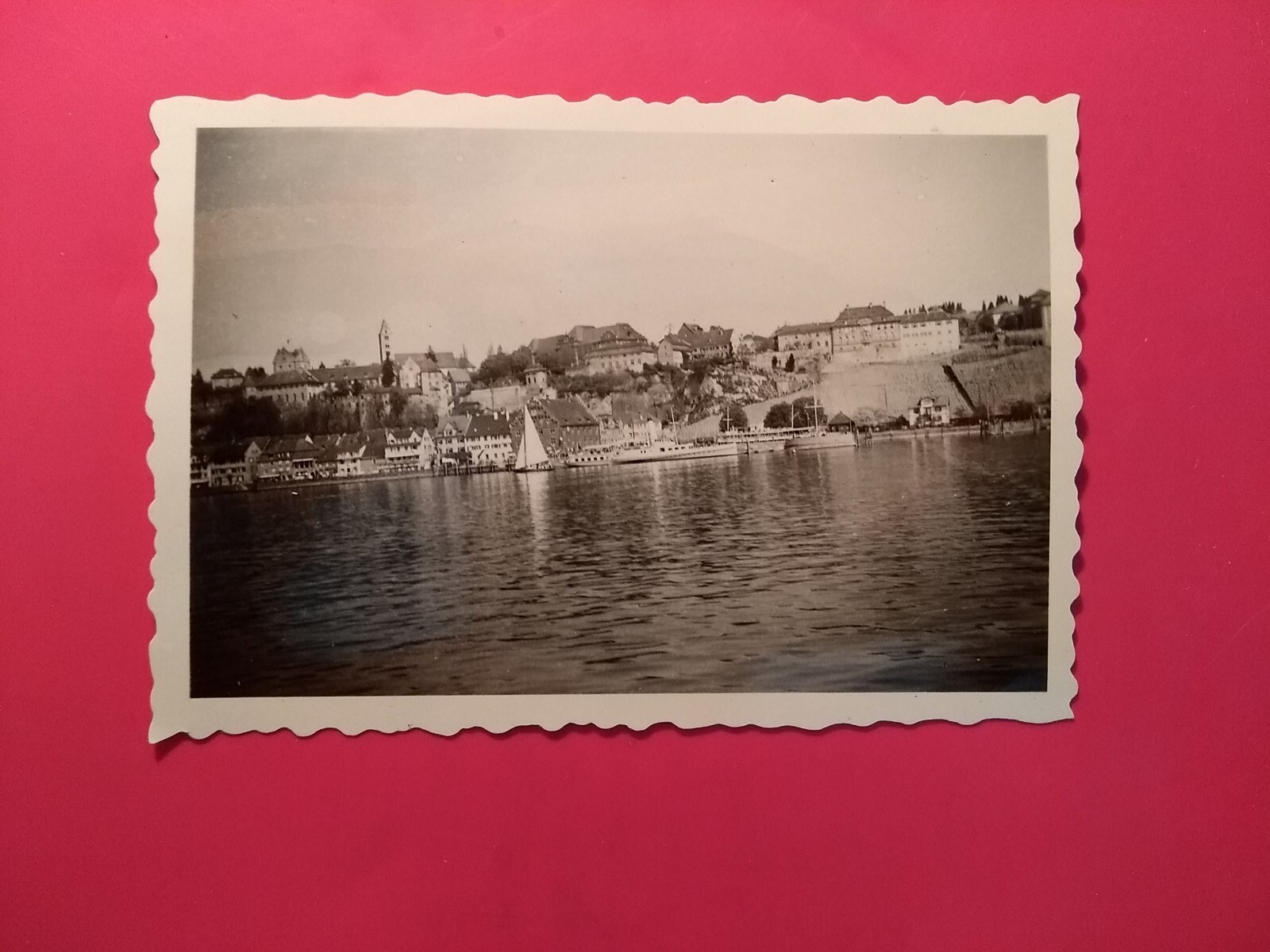 Old photo antique lake ship boat Lake Constance landscape boat nice ship old photo
