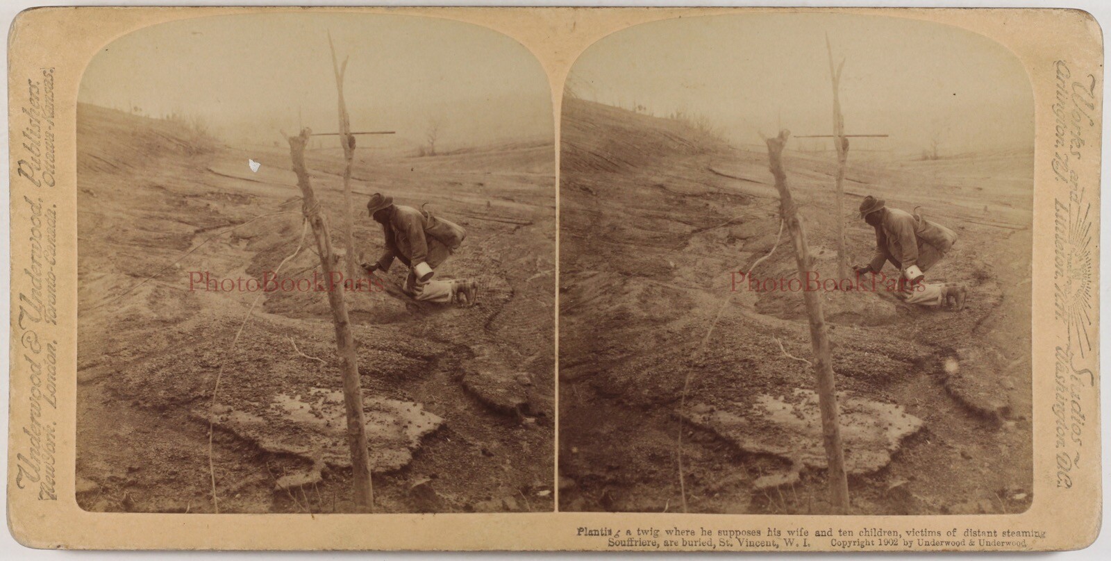 Martinique Eruption Of Volcano Pelée 1902 Stereo Photo Vintage P72L6N6