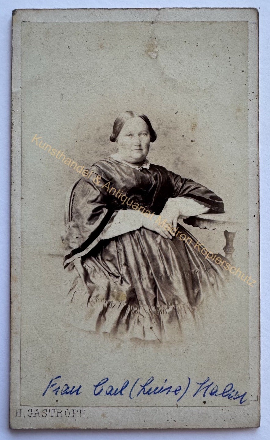 orig. CDV photo photograph woman lady picture old fashion around 1865 Cologne Gastroph