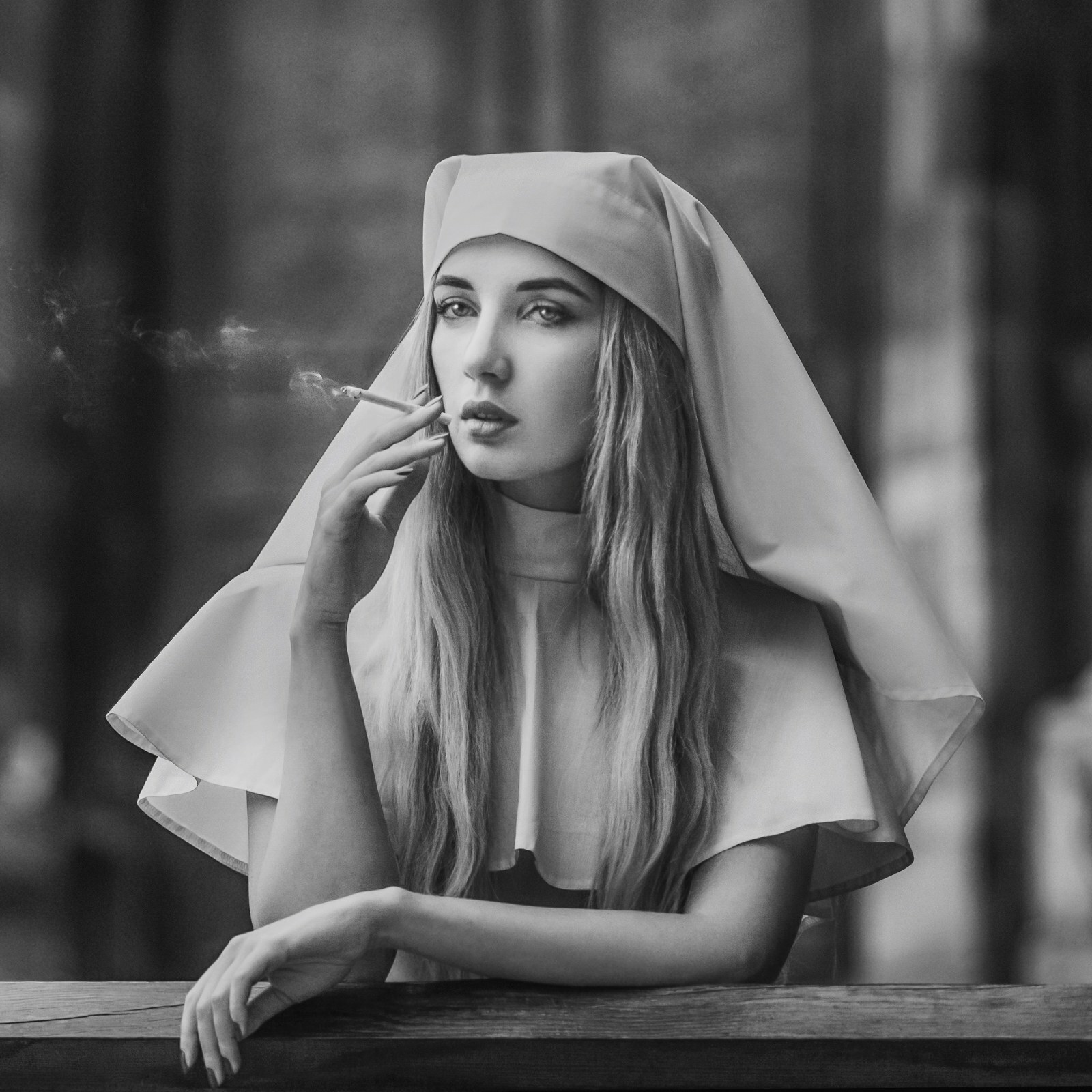 Fine Art Photograph Signed Ltd Edition Nun Smoking a Cigarette is a Bad Habit!