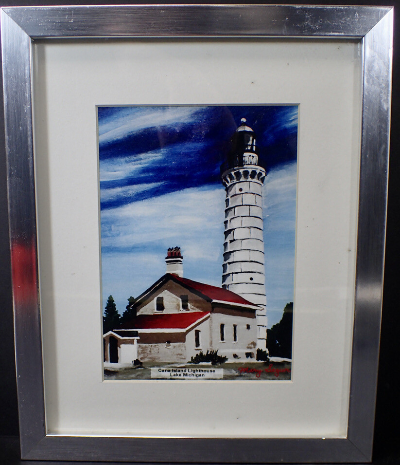 Mary A. Segur Print Cana Island Lighthouse Michigan Metal Framed 11×9
