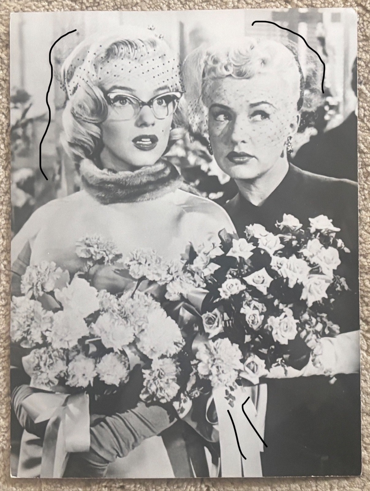 23x17cm Vintage Barite Photo 1950s Print 1974 Marilyn Monroe + Betty Grable