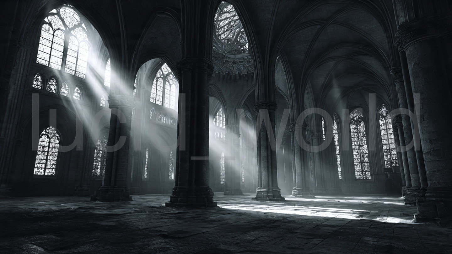 Gothic Cathedral Interior Digital Download Dark Architecture Church Art Print