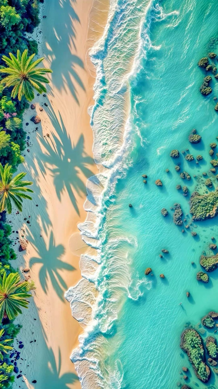 Tropical Beach Aerial View Wall Art Print Ocean Coast Landscape Digital Download