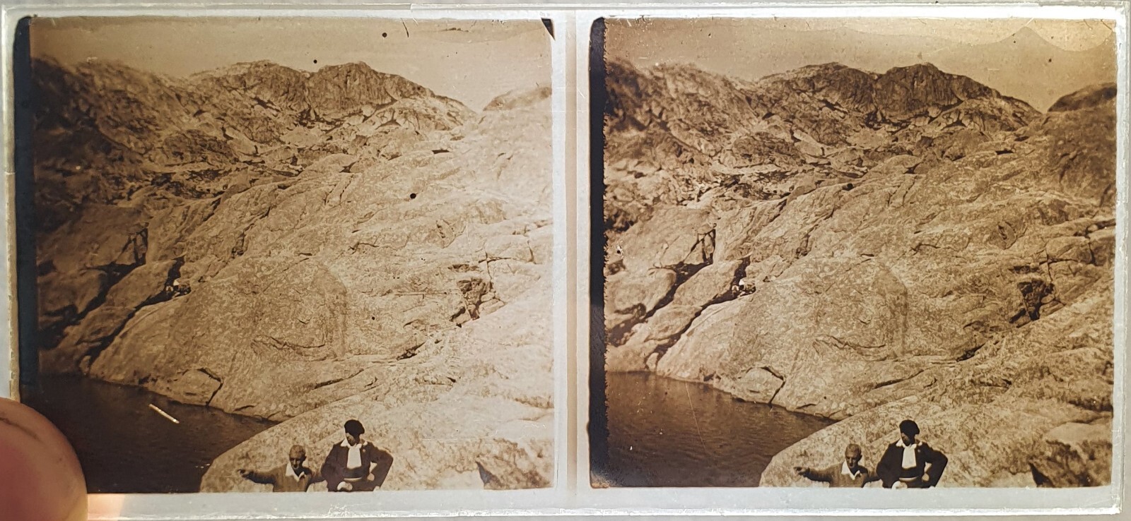 Photo Glass Plaque Early 1900s Mountaineering – 12.5 X 6Cm