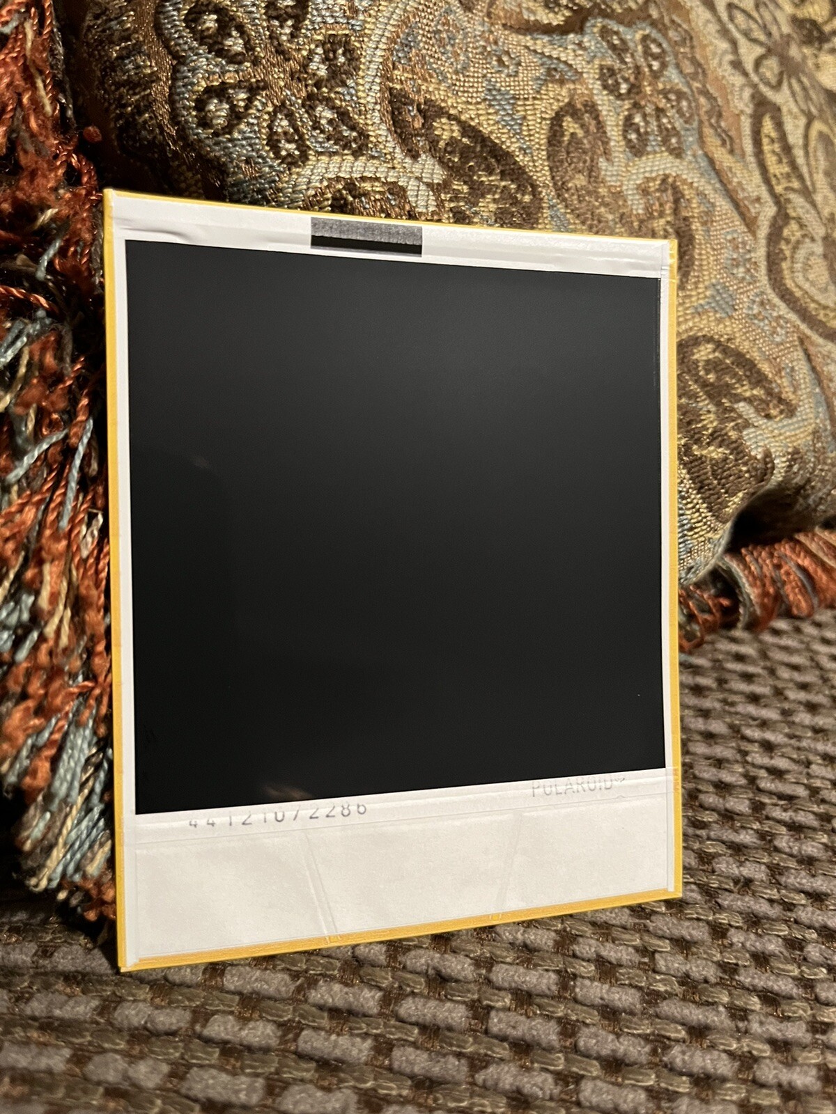 A Fruit Offering To Saint Christopher Polaroid Picture – Yellow Frame – OOAK