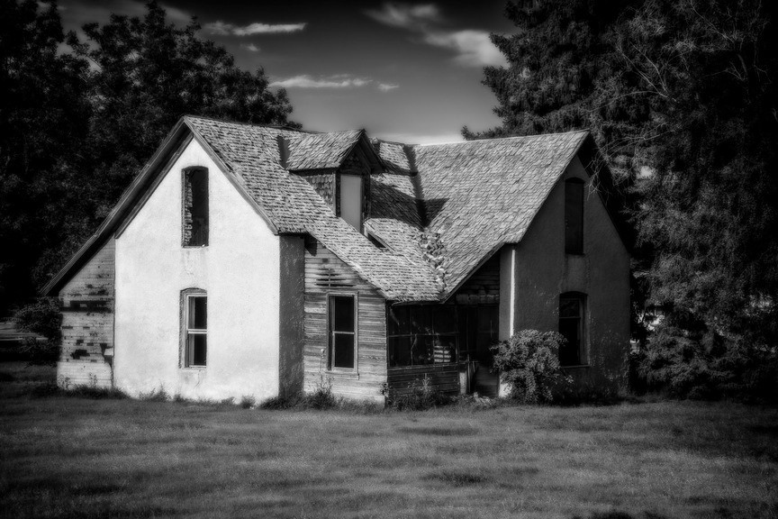 Fine Art Photography, 8×12 Black and White print, Deserted House, Bartley, NE