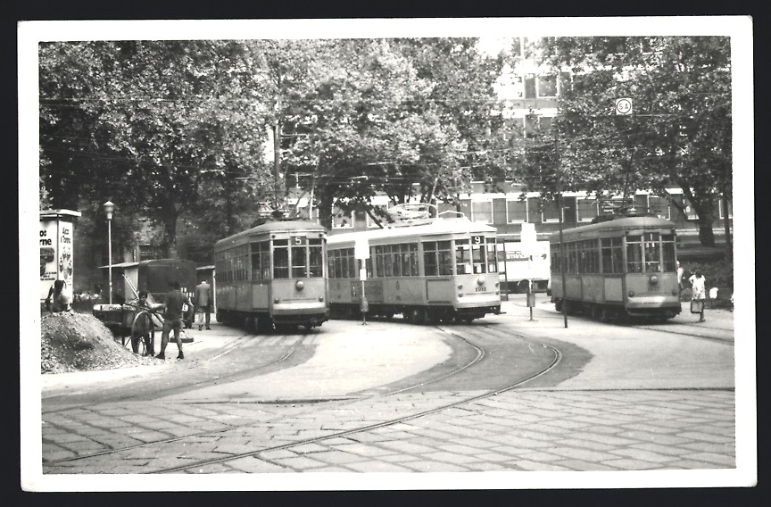 Photograph Milan, tram in depot, road builders