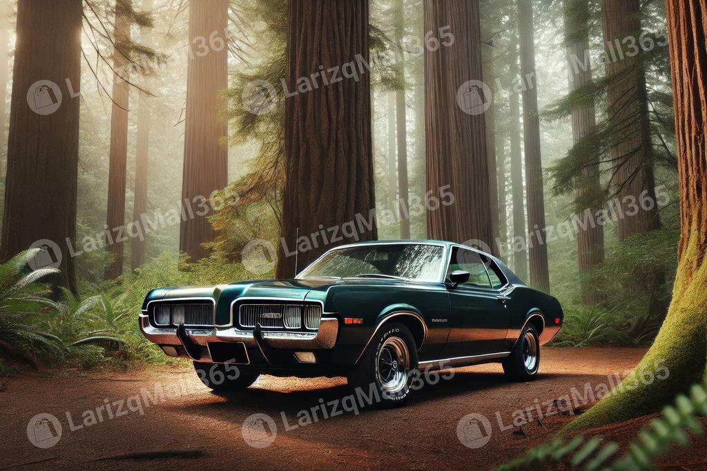 Digital Photo Background Wallpaper Vintage Retro 1970 Mercury Cougar