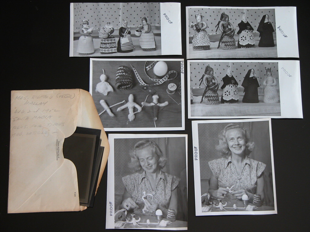Vtg 1950s Swedish Doll Making Proof Photograph Lot of 6 B&W Negatives Solvang CA