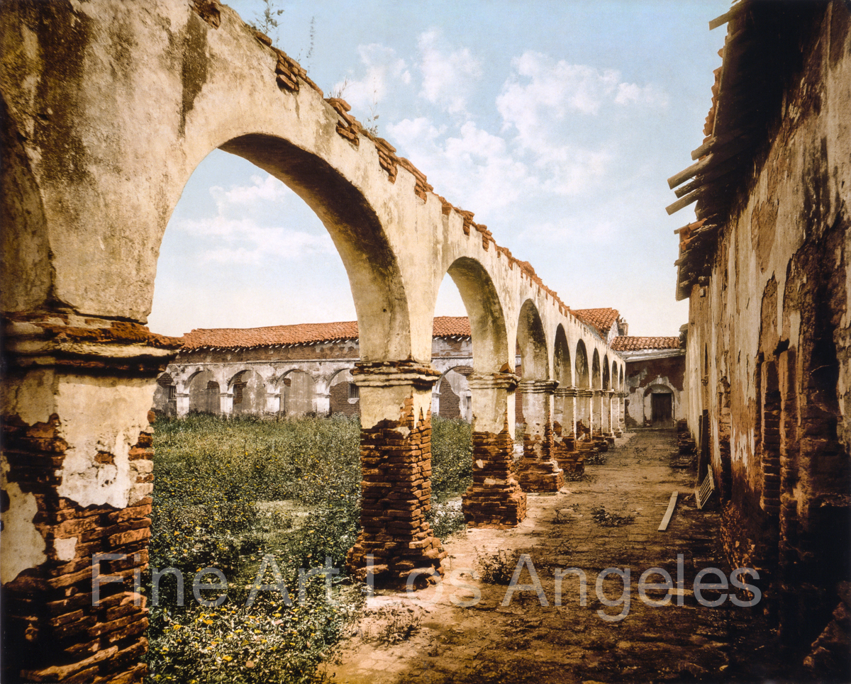 W.H. Jackson photo, Mission San Juan Capistrano, California, chromograph, 1899