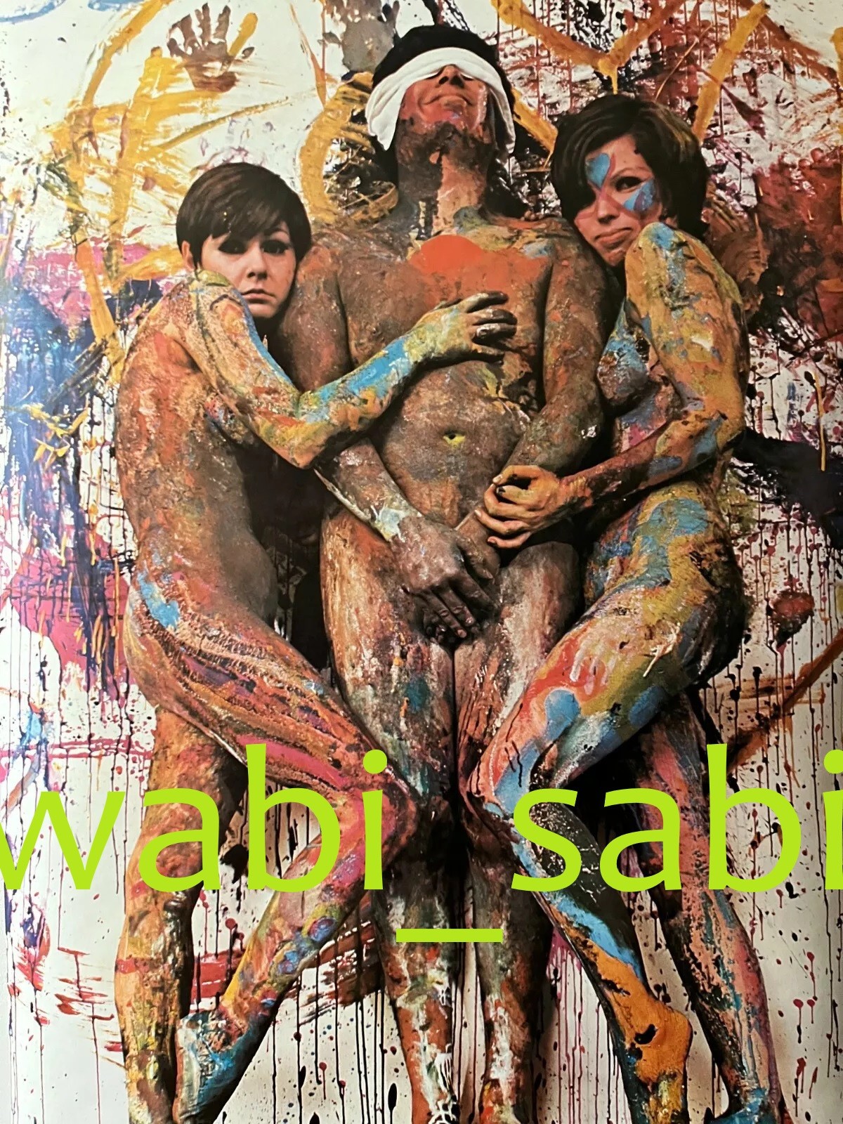 1969 HIPPIES BLIND LOVE PEACE & WET PAINT 36X24″ vtg original poster mod pop art