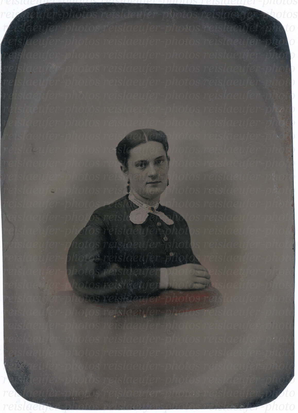 Large Ferrotype, Coloured. Lady Portrait Circa 1860