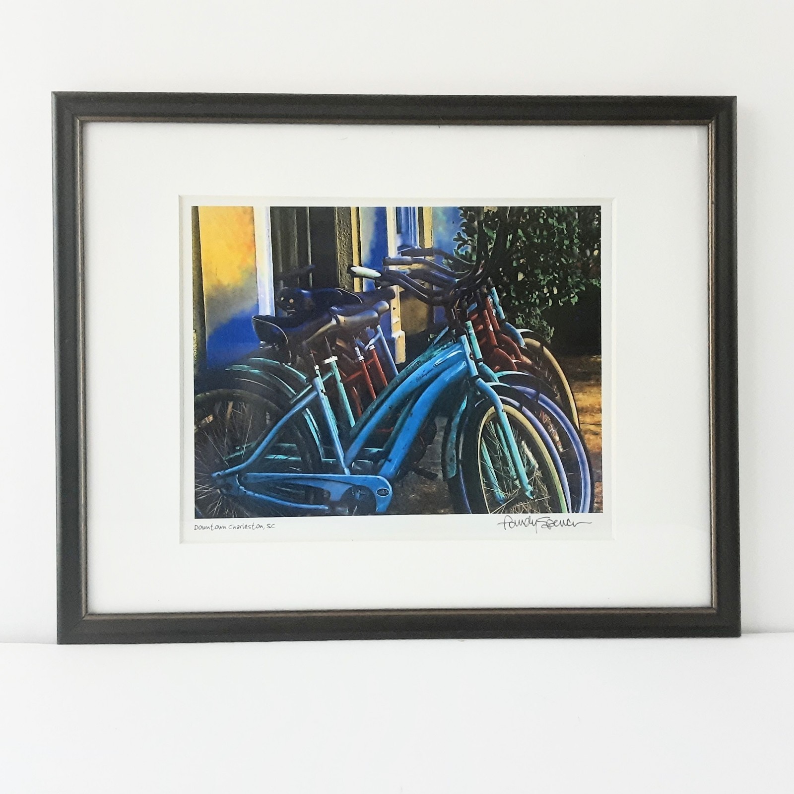 Photo Art Colorful Bicycles Charleston SC by Spencer Matted Framed 15×12