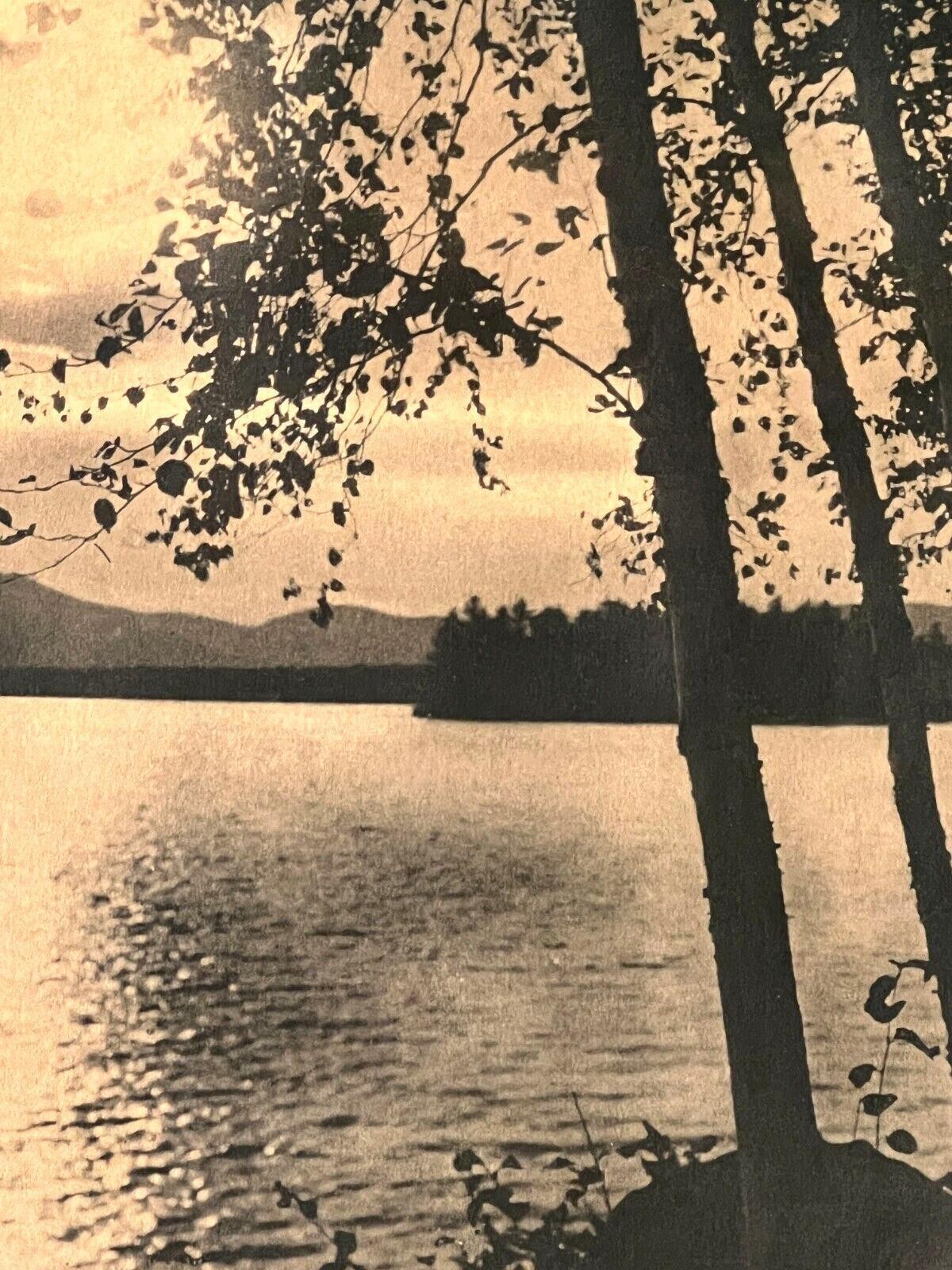 Hall Burrowes “Moonlight Silver Lake ” Hand Colored Photo Nutting Peer