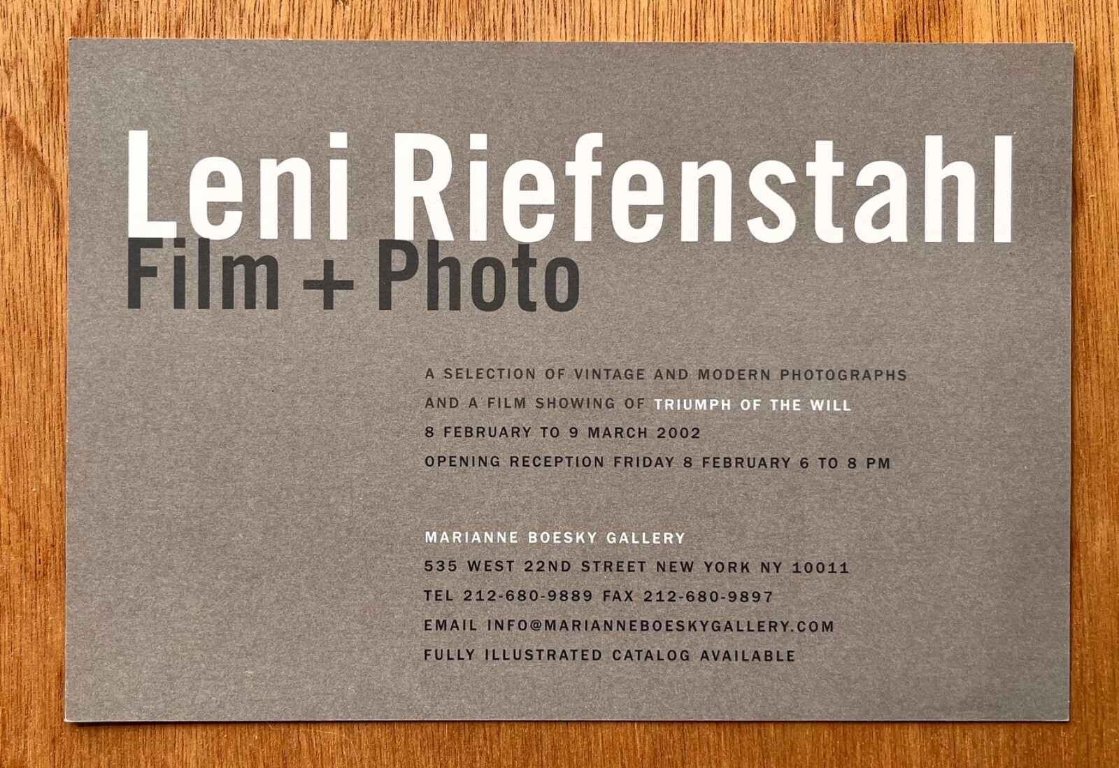 Leni Riefenstahl 2002 show card Triump of the Will photography