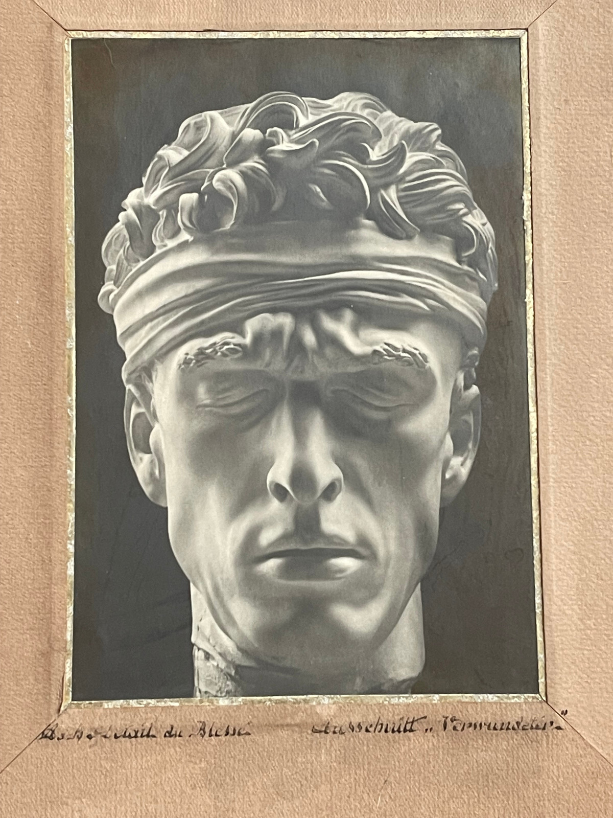Photo Artwork Arno Brekker Sculpture Head Warrior Wounded Titled In Pen