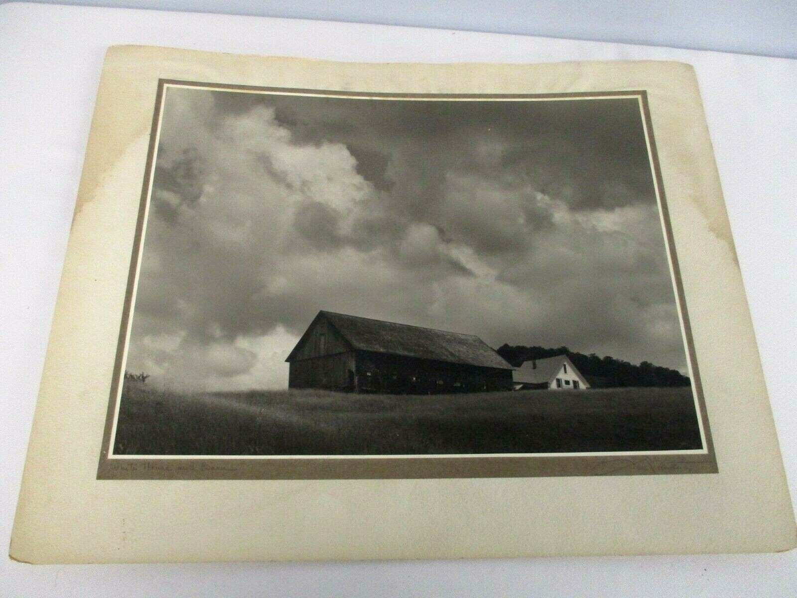 L WHITNEY STANDISH PHOTOGRAPH WHITE HOUSE & BARN 1959 SIGNED BOSTON CAMERA CLUB