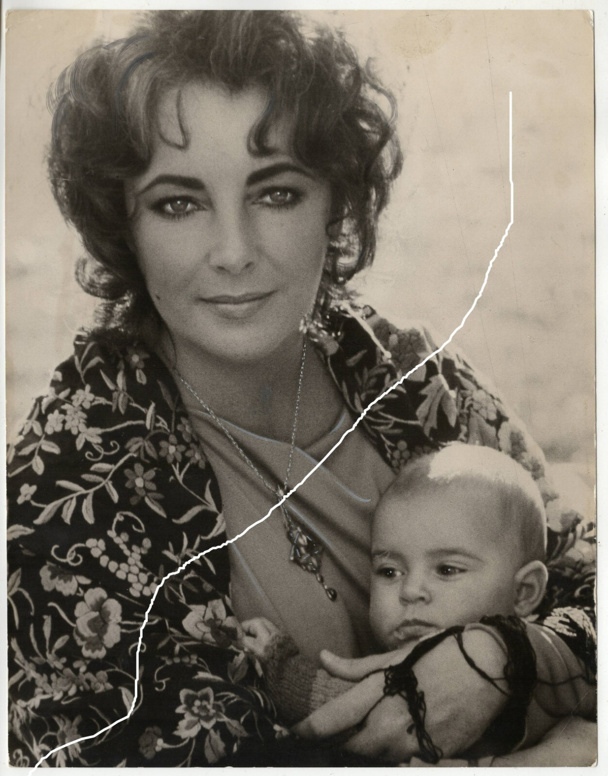 27x21cm Vintage Barite Photo Gianni Bozzacchi 1972 Liz Taylor + Laela Wilding