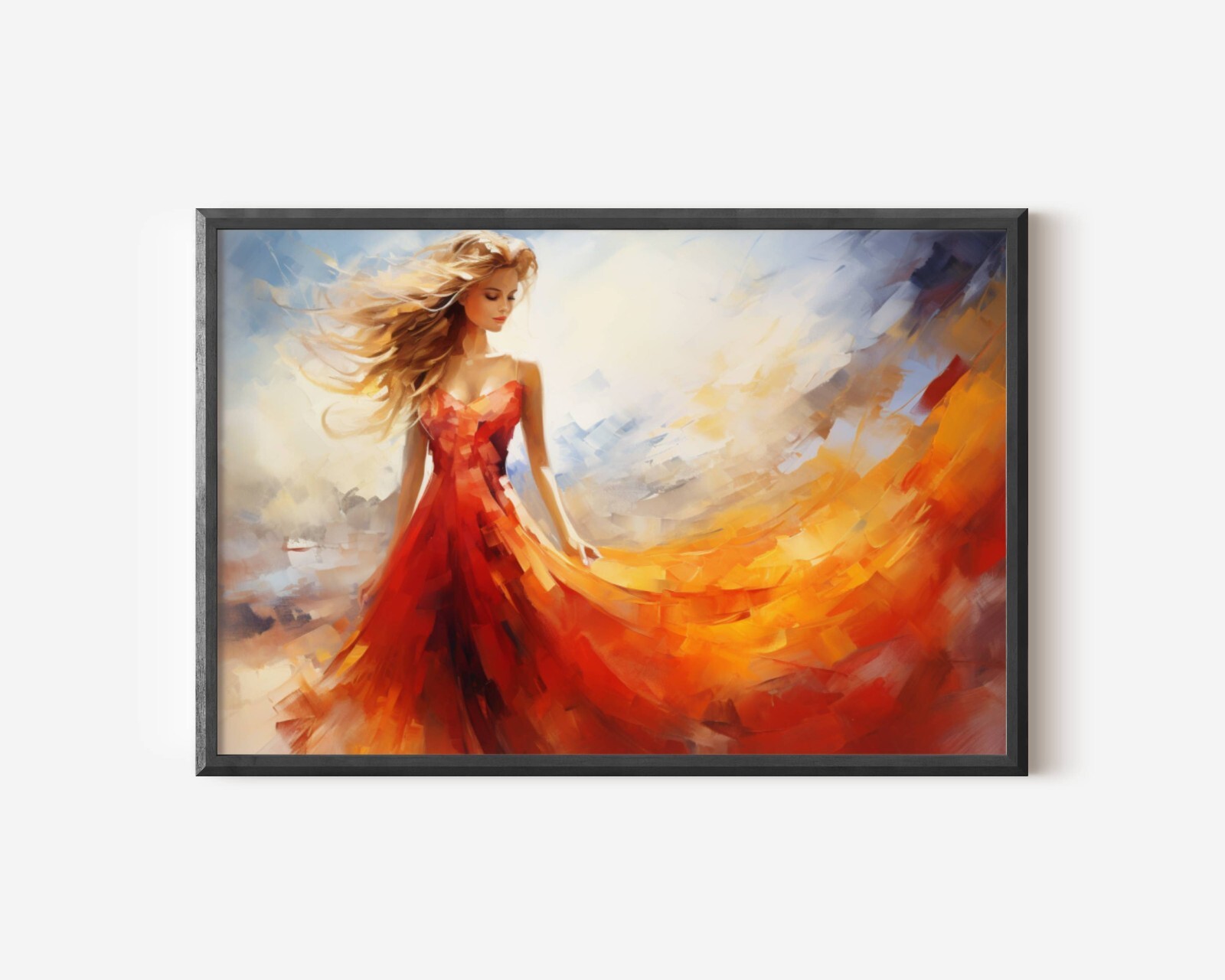 Woman Painting, Abstract Colorful Rainbow Female Painting, Beautiful Modern Art