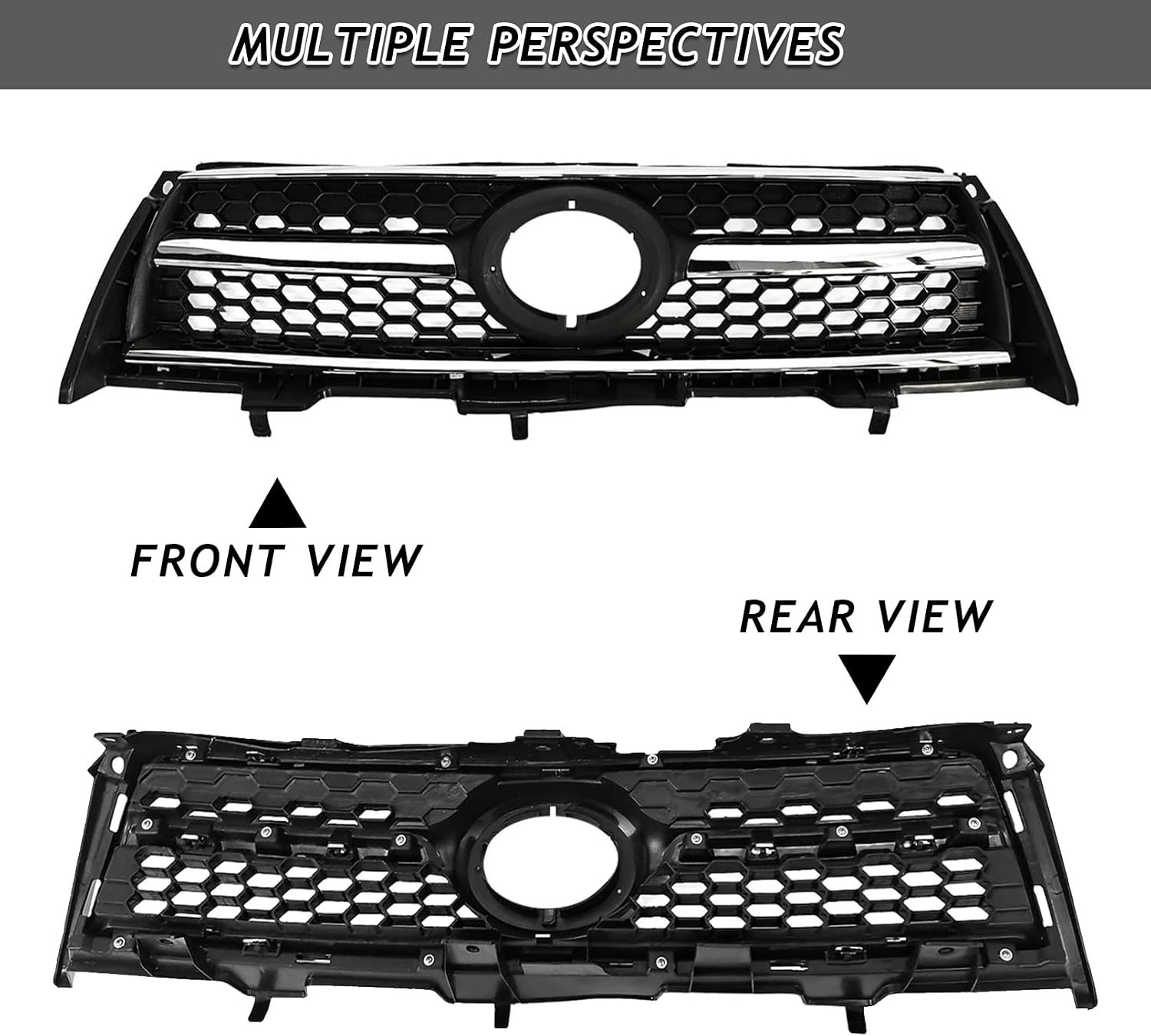 Front Upper & Lower Bumper Grille Grill Fit for 2009 2010 2011 2012 Toyota RAV4