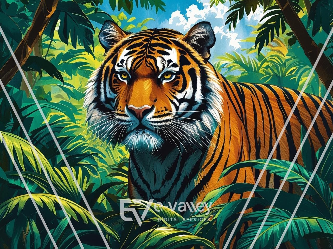 Tiger Animal Artwork Digital Product HD Image Picture Photo Wallpaper for Print