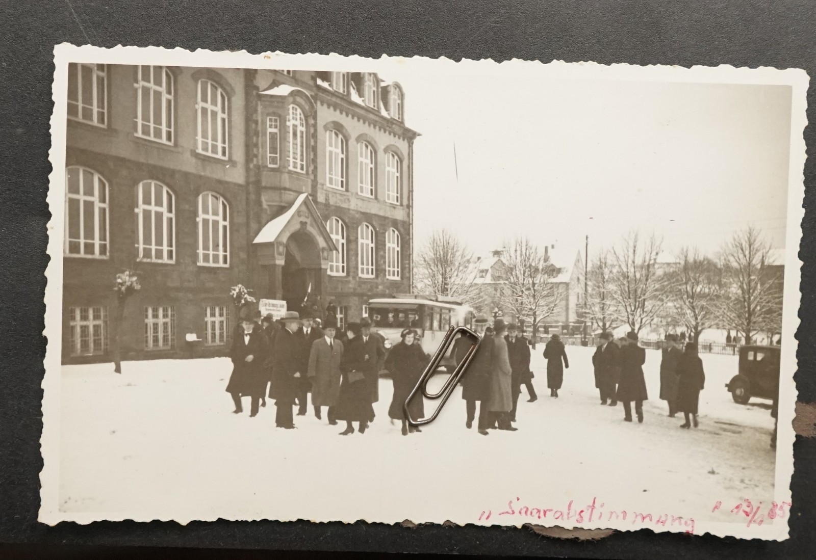 Photo View St Wendel Saarland Postcard 1935 Vote City Hall Bus Politics Postcard