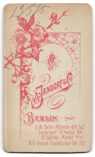 Photograph A. Jandorf & Co., Berlin, Belle Alliance Street 1-2, Bourgeois Lord