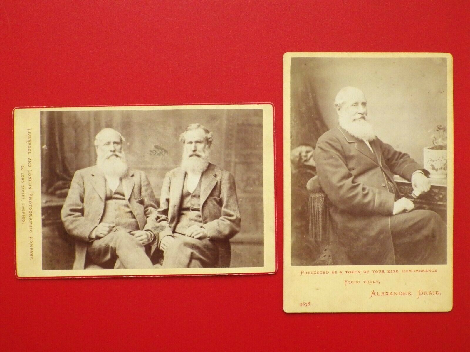 2 x Large CDV Photo Alexander Braid Shipbuilder LIVERPOOL Circa 1878 (F 17959