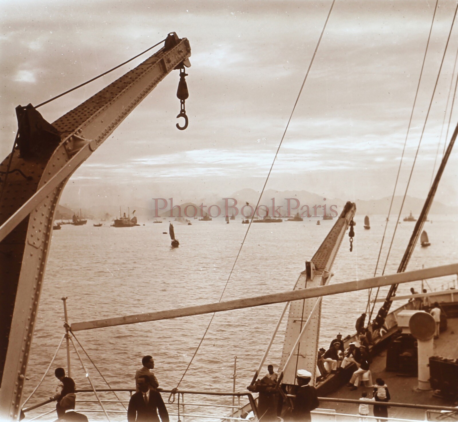 China Hong Kong View Of The Bay C1920 Photo Glass Plate Stereo Vintage