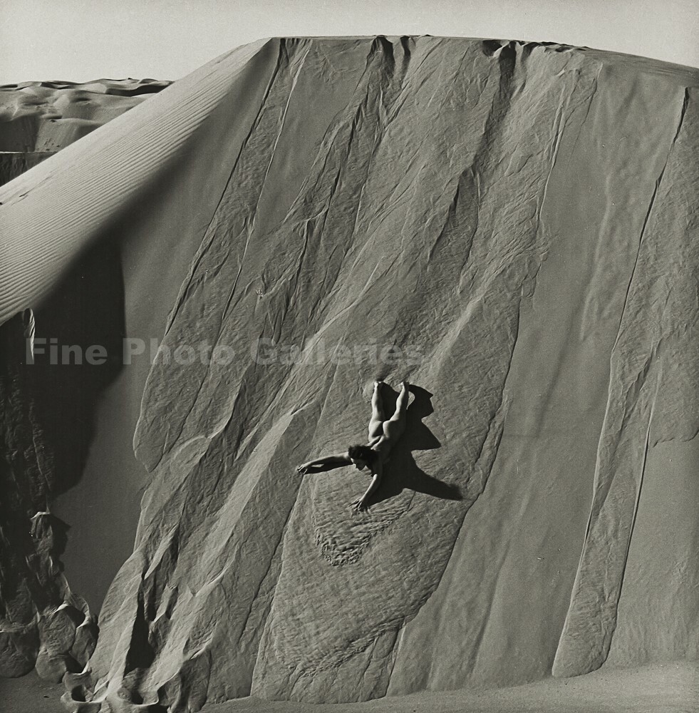 1950s Original ANDRE DE DIENES Female Nude SAND DUNE SLIDE Silver Gelatin Photo