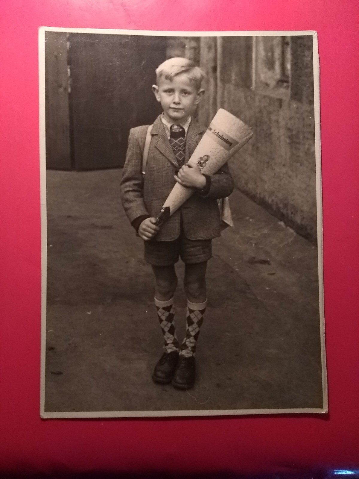 Old XL photo antique boy stockings school bag school boy school jacket old photo AK