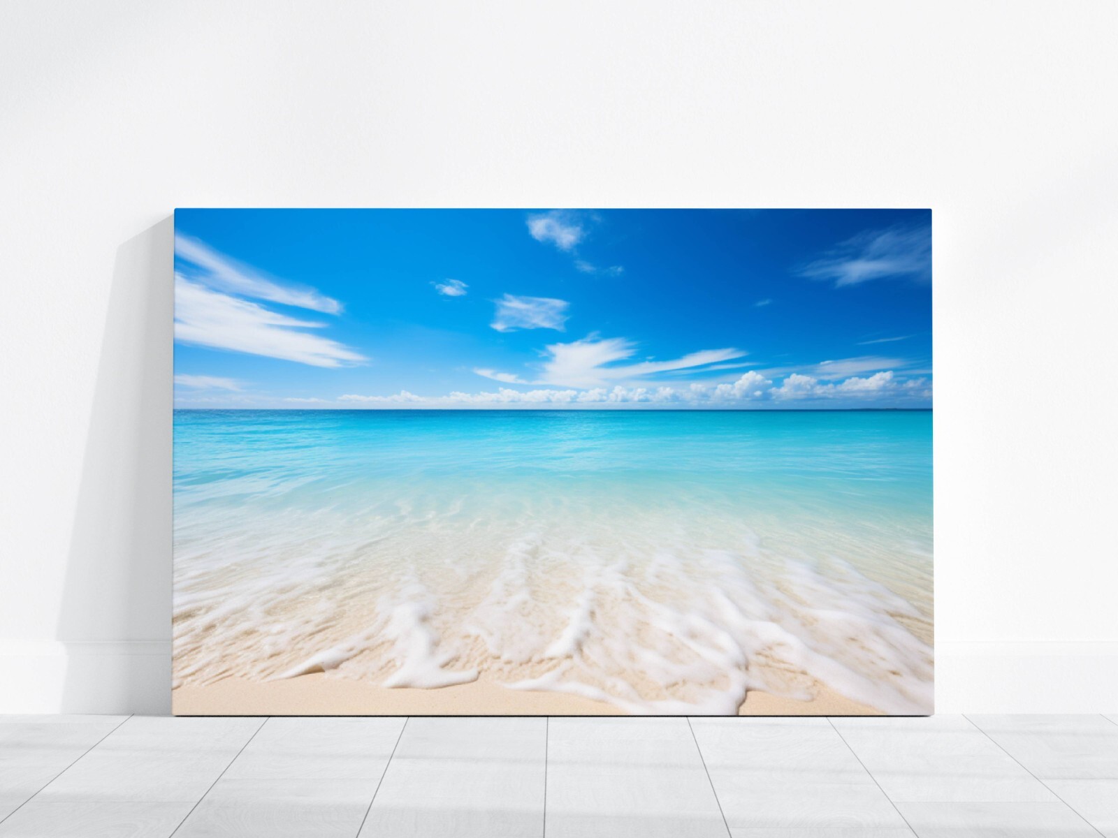 Beach Ocean Photo, Crystal Clear Waters and Blue Sky Landscape, Coastal Decor
