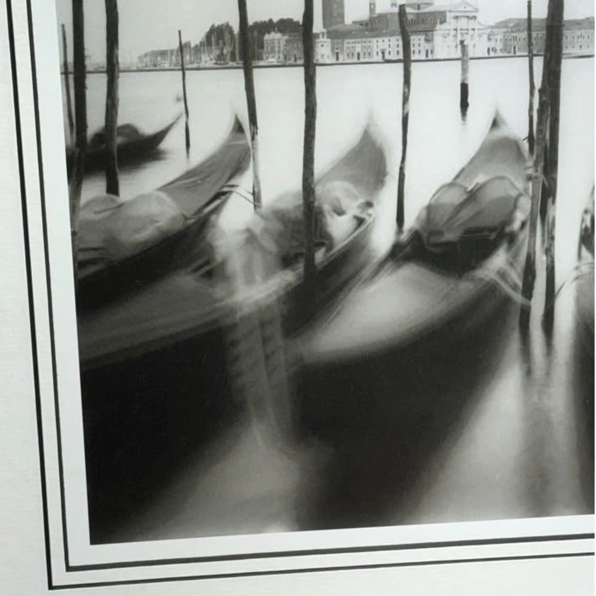 Black & White Framed Matted Photograph – “Venetian Gondolas” by Bill Philip