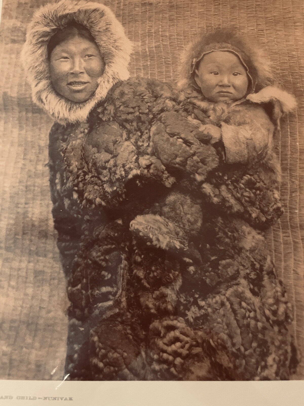 Edward S. Curtis Woman and Child Nunivak 16 x 12 Sepia Print Native American EUC