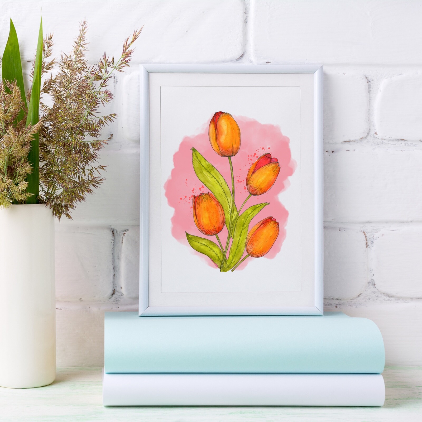 Watercolour Tulips 5×7″ High Quality Art Print | Spring Decor