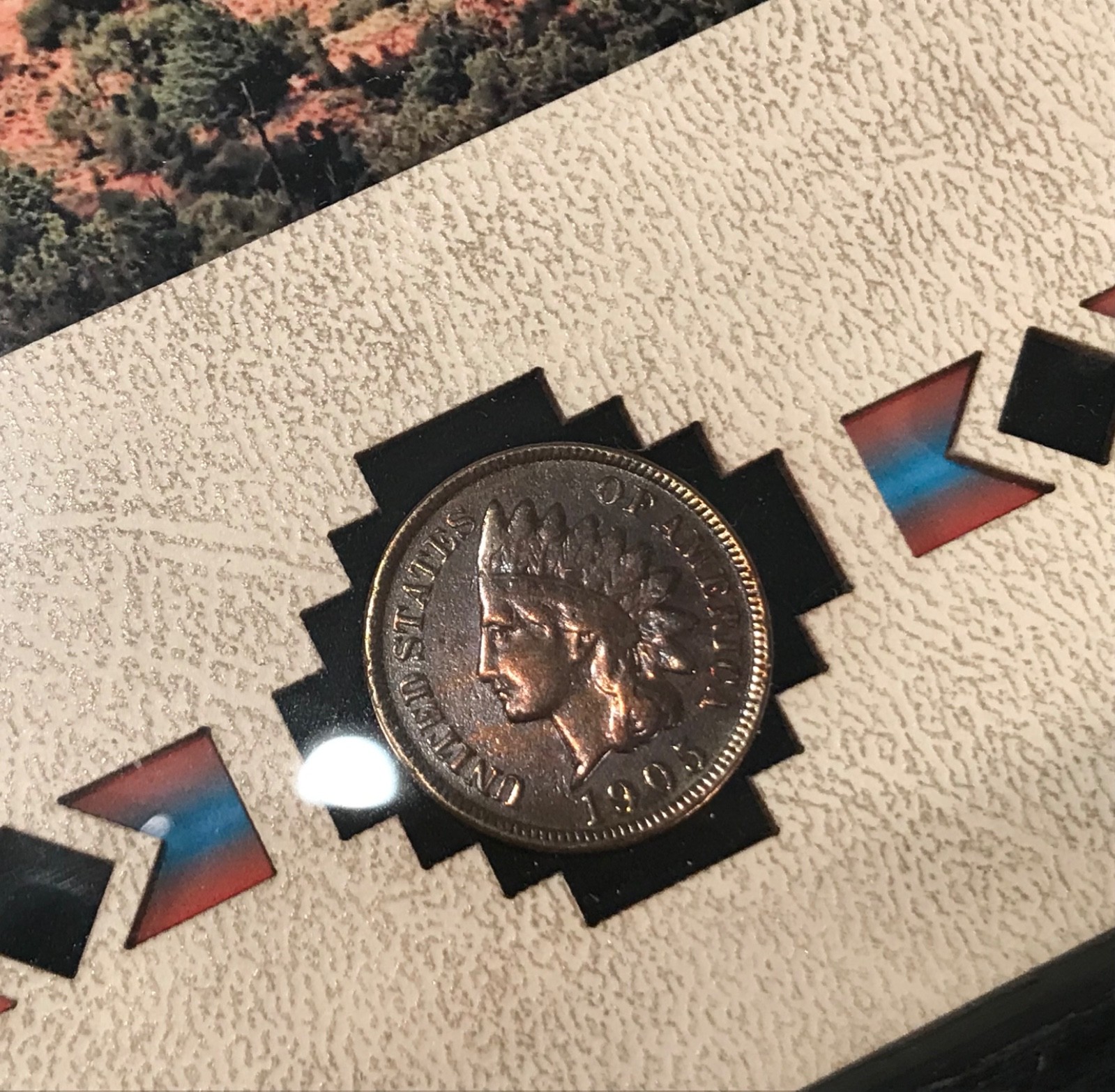 Southwest Fine Art Photo Print 9x 11 framed signed Indian Head Penny US 1905