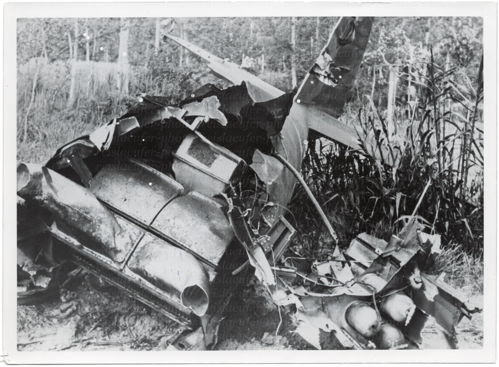 Über Italien abgeschossener Bomber, Orig-Pressephoto von 1944