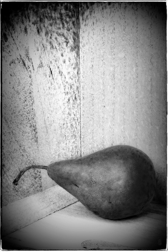 Fine Art Photography, Black & White print, 8×12, A Pear in a Box
