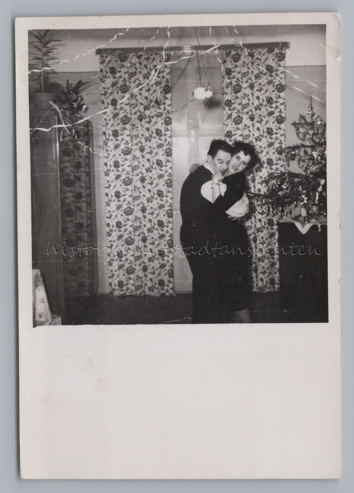 Woman and Man Dancing Tightly Wrapped on New Year’s Eve 1952 – Vintage Photo 1950s