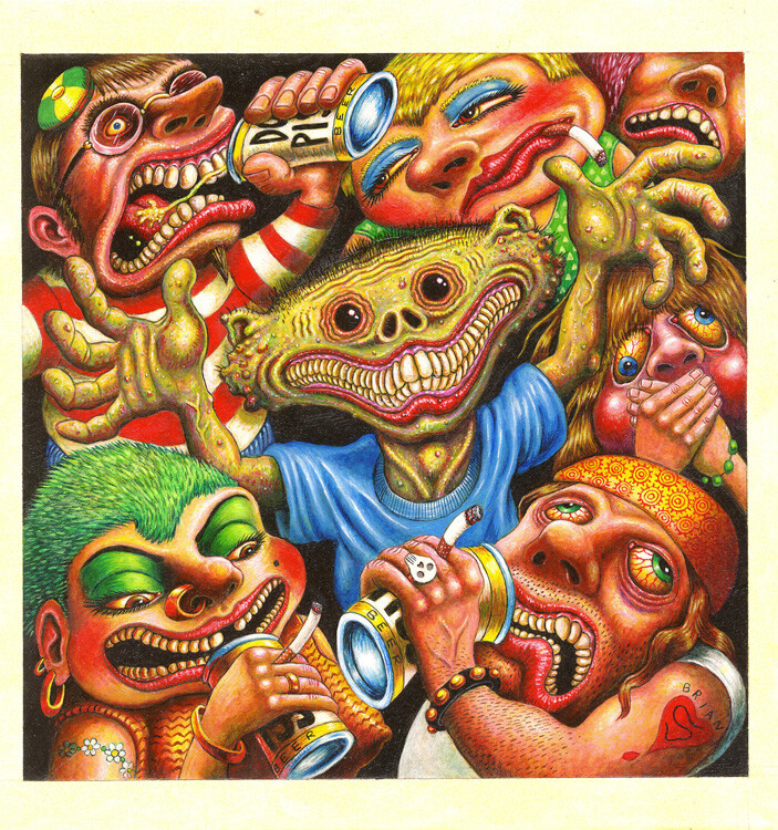 Illustration of Beer Drinkers 12 x 12″ Photo