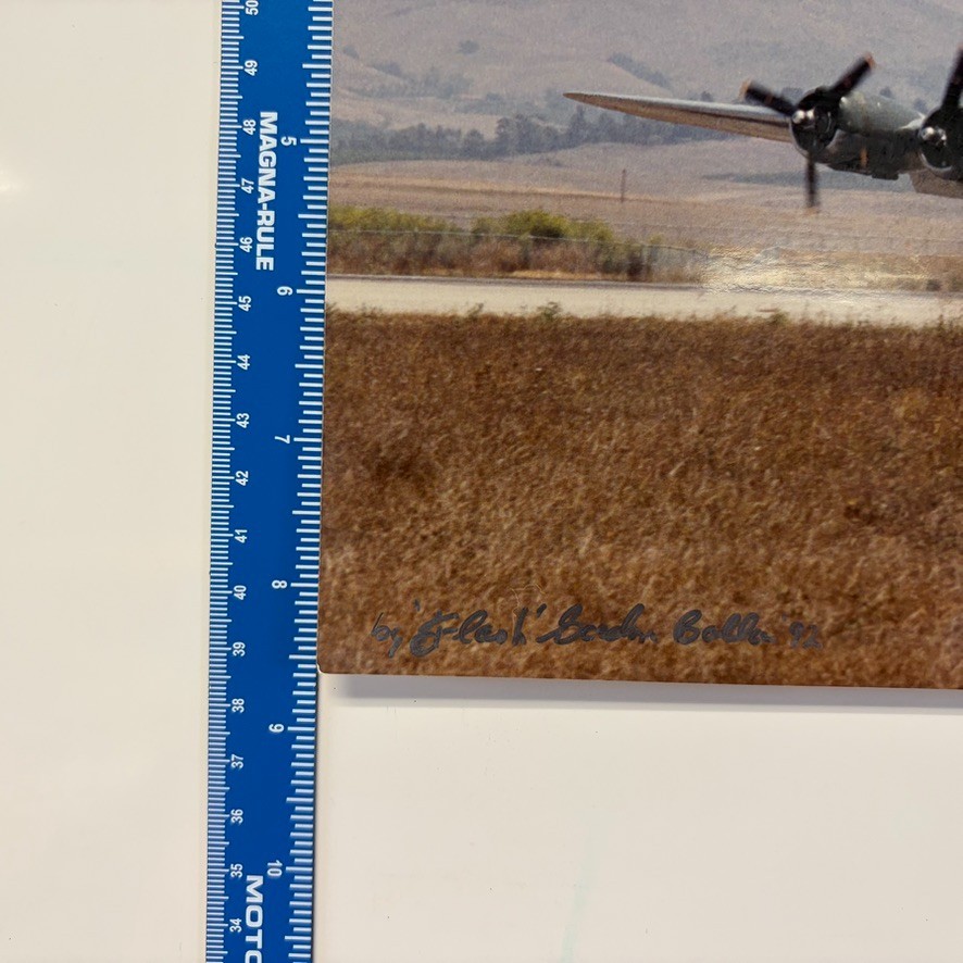 WW2 Era B-17 Plane Art Photograph Artist Signed Gordon Balla 1992 11.5×8.5″